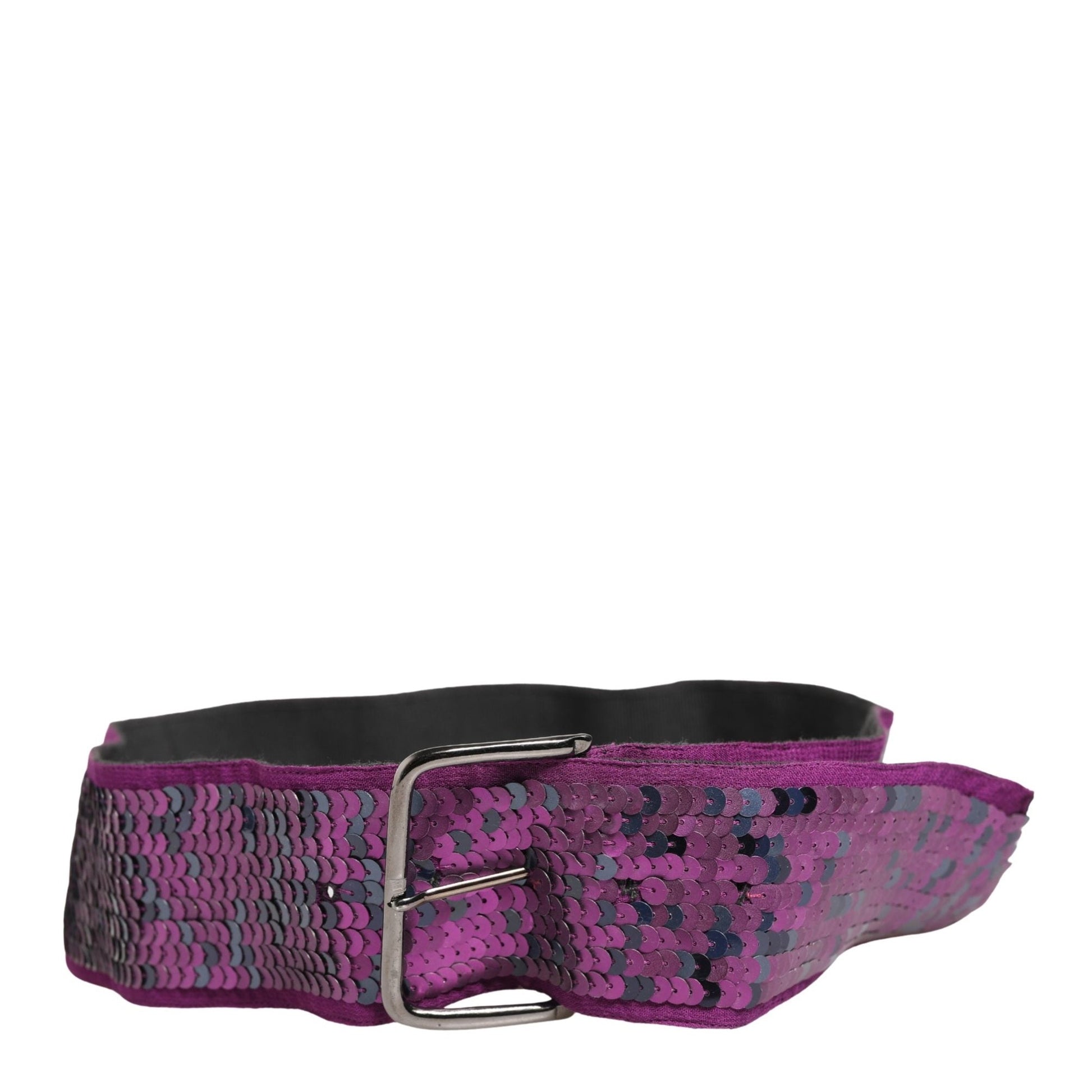 GF Ferre Women Purple Sequined Silver Metal Buckle Belt