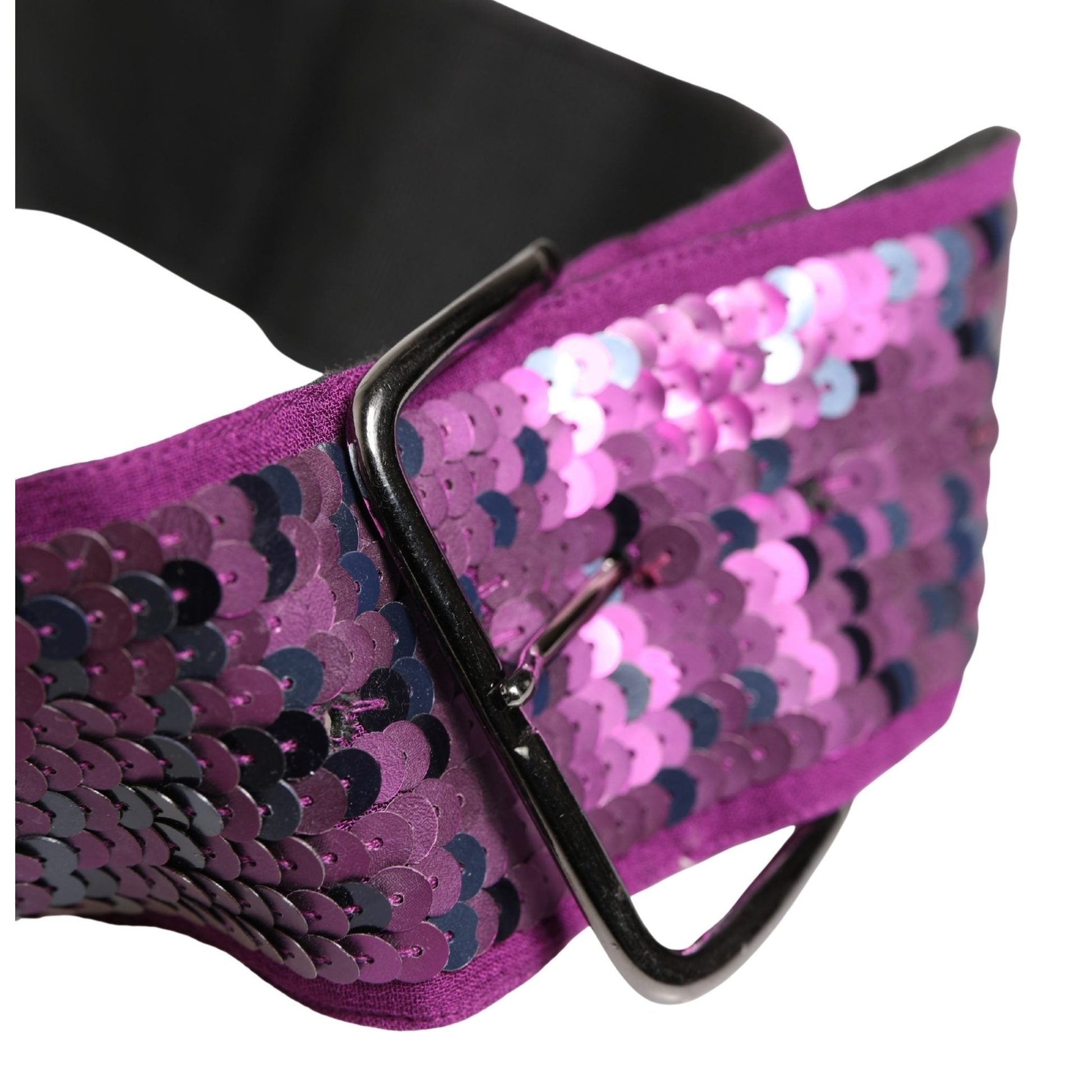 GF Ferre Women Purple Sequined Silver Metal Buckle Belt