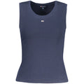 Blue cotton women's tank top by Tommy Hilfiger, featuring a sleeveless design and classic style.