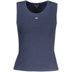 Blue cotton women's tank top by Tommy Hilfiger, featuring a sleeveless design and classic style.