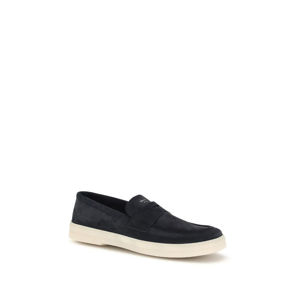Prada Blue Calf Leather Bos Taurus Slip-On Loafers Prada