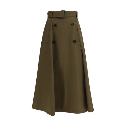Burberry Bicolor Cotton Midi Skirt Burberry
