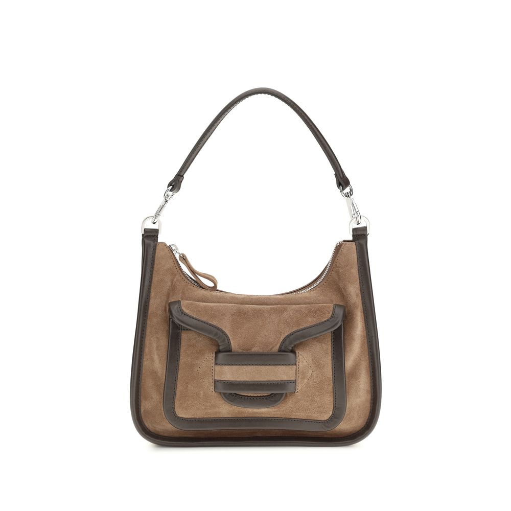Pierre Hardy brown calf leather Bos Taurus shoulder bag with sleek design and top handle for stylish everyday use.