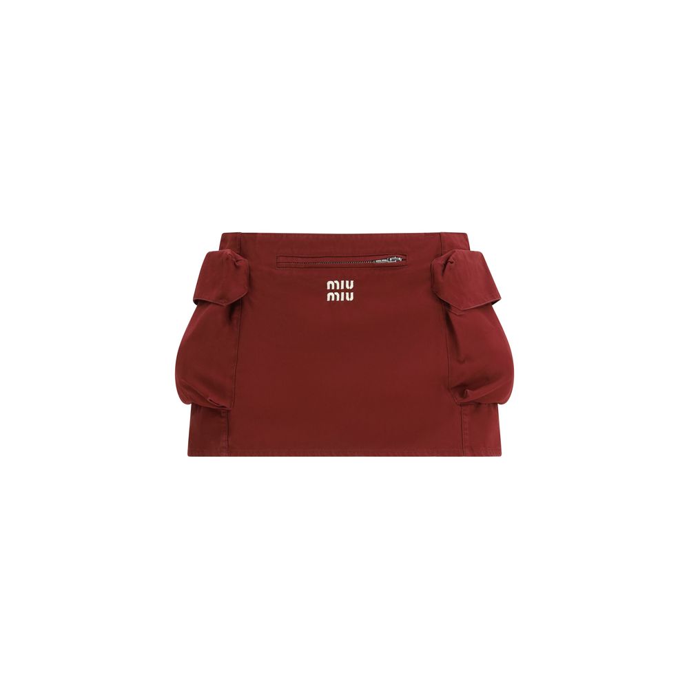 Miu Miu Bordeaux Cotton Mini Skirt Miu Miu