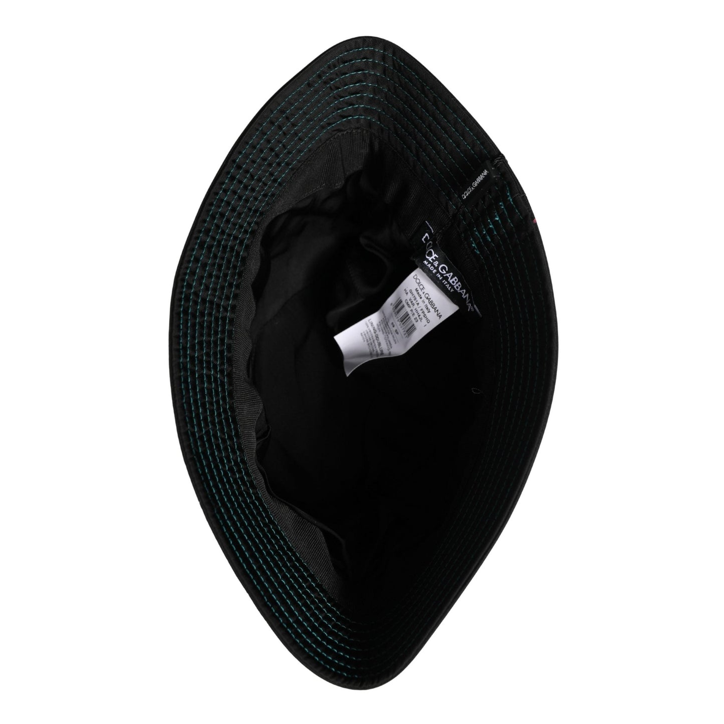 Dolce & Gabbana Men Black Floral Print Nylon Fisherman Cap Hat