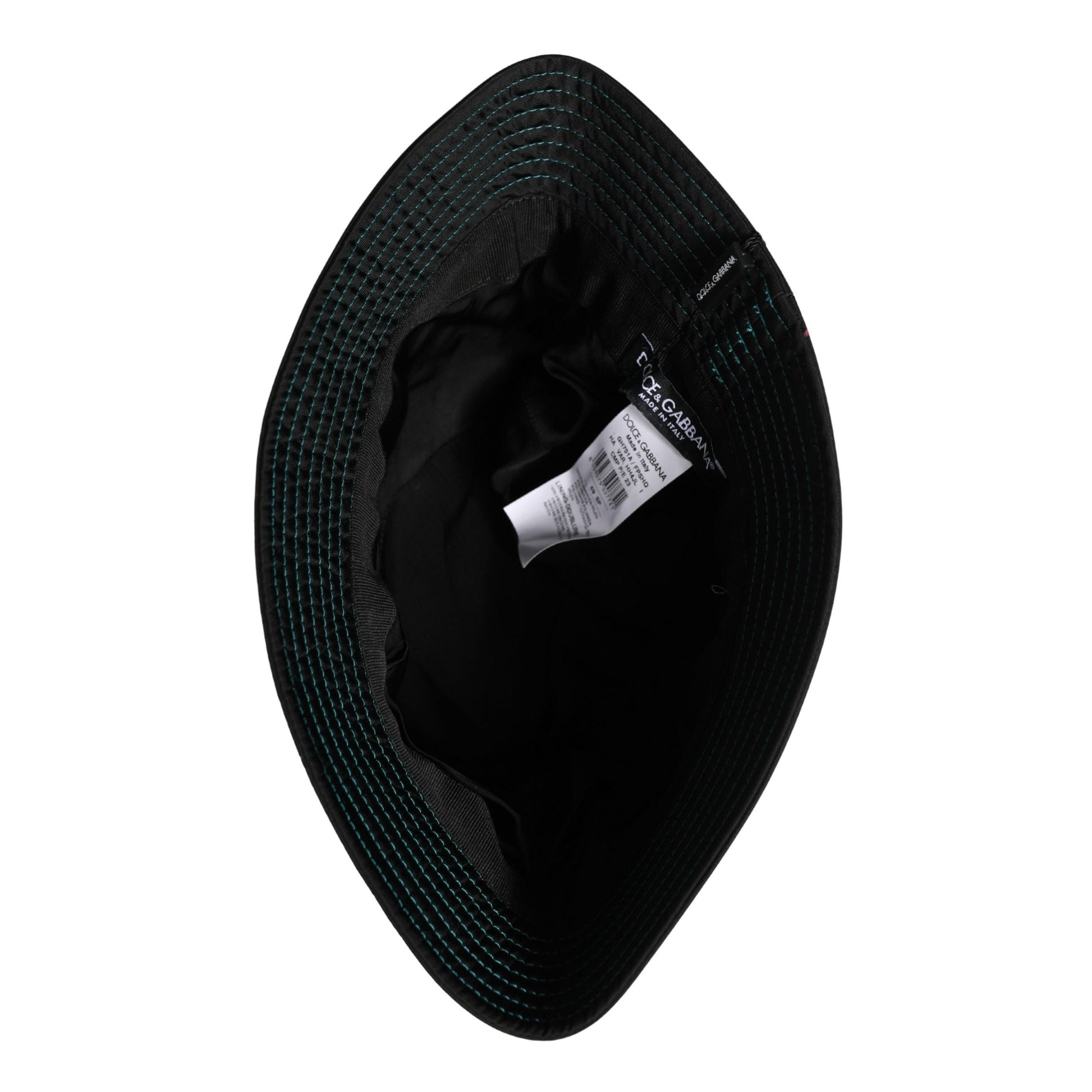Dolce & Gabbana Men Black Floral Print Nylon Fisherman Cap Hat