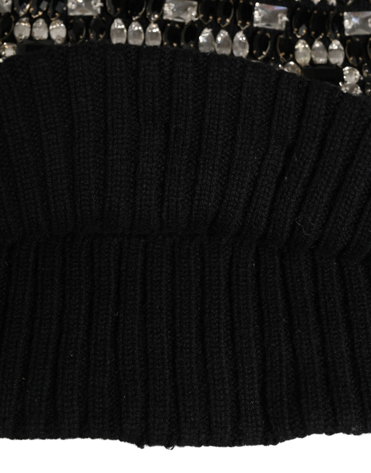 Dolce & Gabbana Black Wool Crystal Embellished Balaclava Hat - Eljoys Fashion 