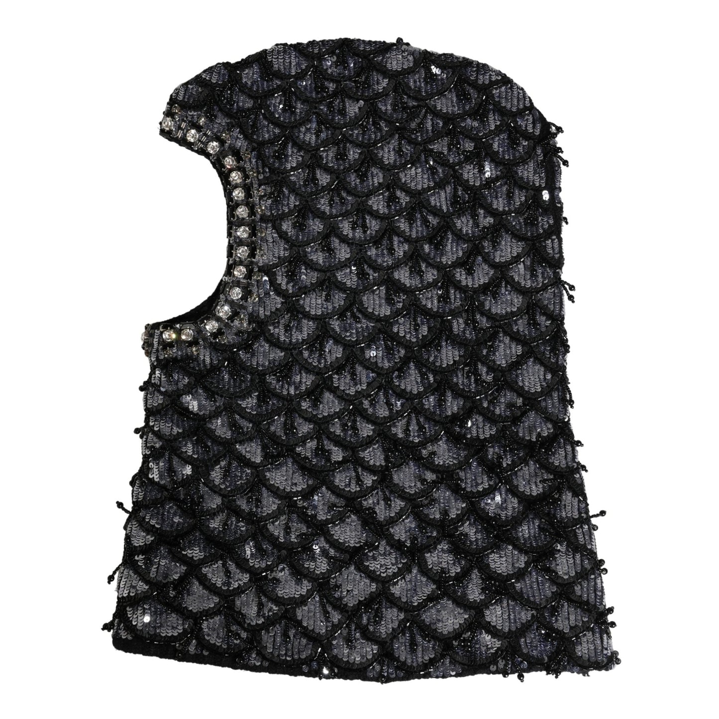 Dolce & Gabbana Black Wool Crystal Embellished Balaclava Hat