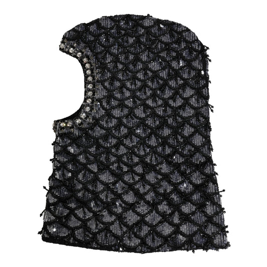 Dolce & Gabbana Black Wool Crystal Embellished Balaclava Hat