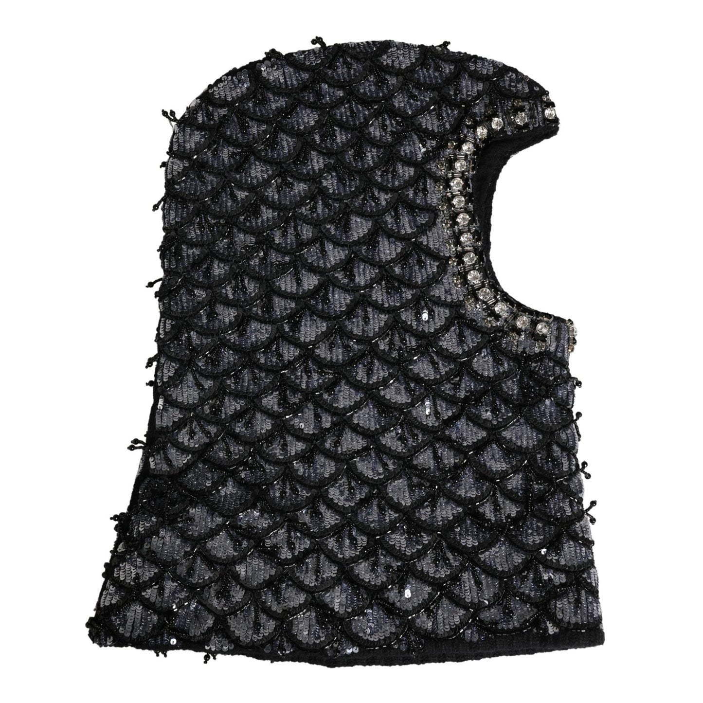 Dolce & Gabbana Black Wool Crystal Embellished Balaclava Hat