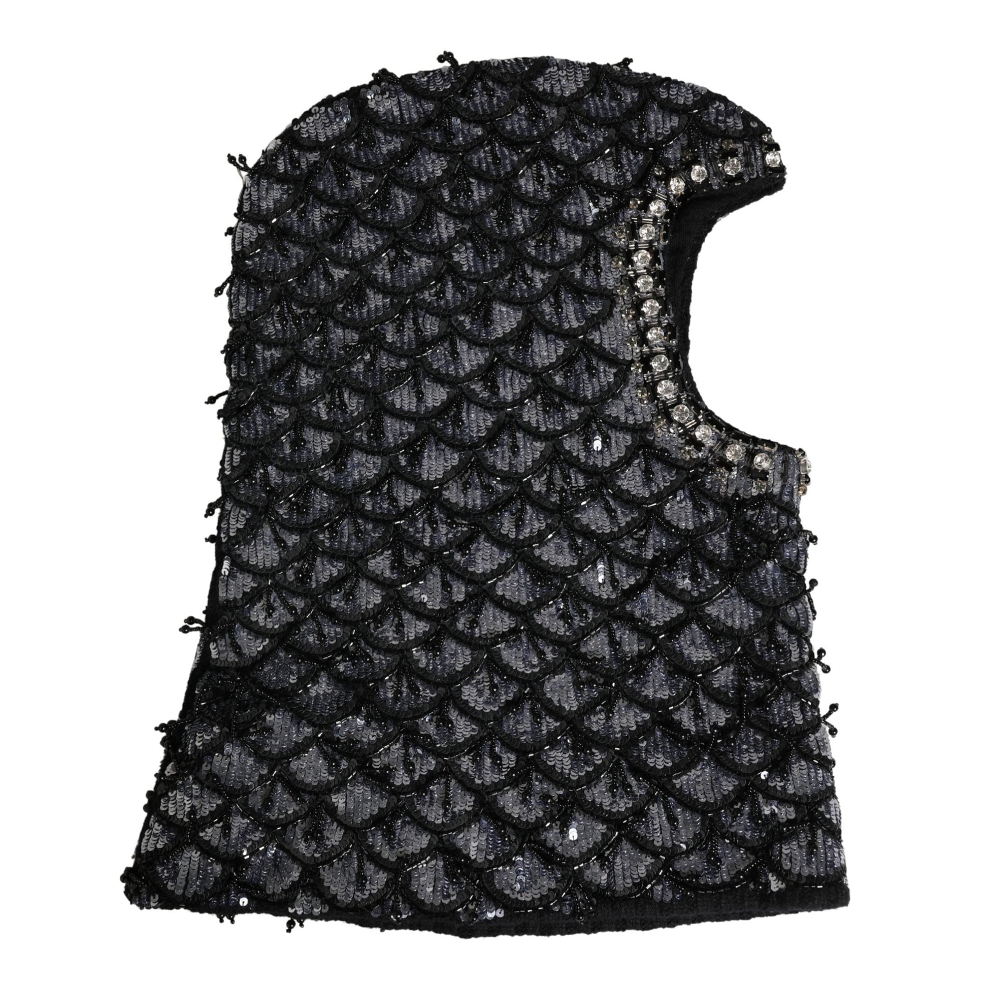 Dolce & Gabbana Black Wool Crystal Embellished Balaclava Hat