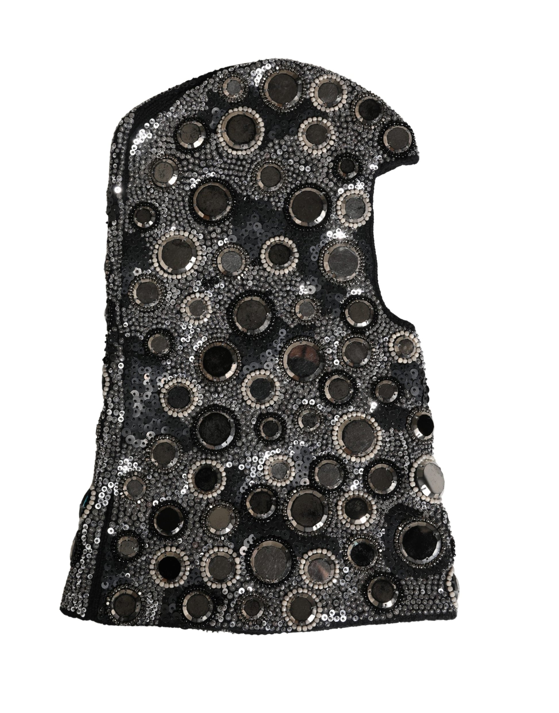 Dolce & Gabbana Black Wool Crystal Embellished Balaclava Hat
