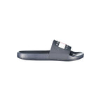 Tommy Hilfiger men's blue polyurethane slipper with slip-on design and textured sole for comfort and casual wear.