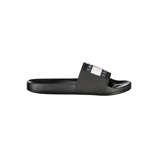 Tommy Hilfiger Black Polyurethane Men Slipper Tommy Hilfiger