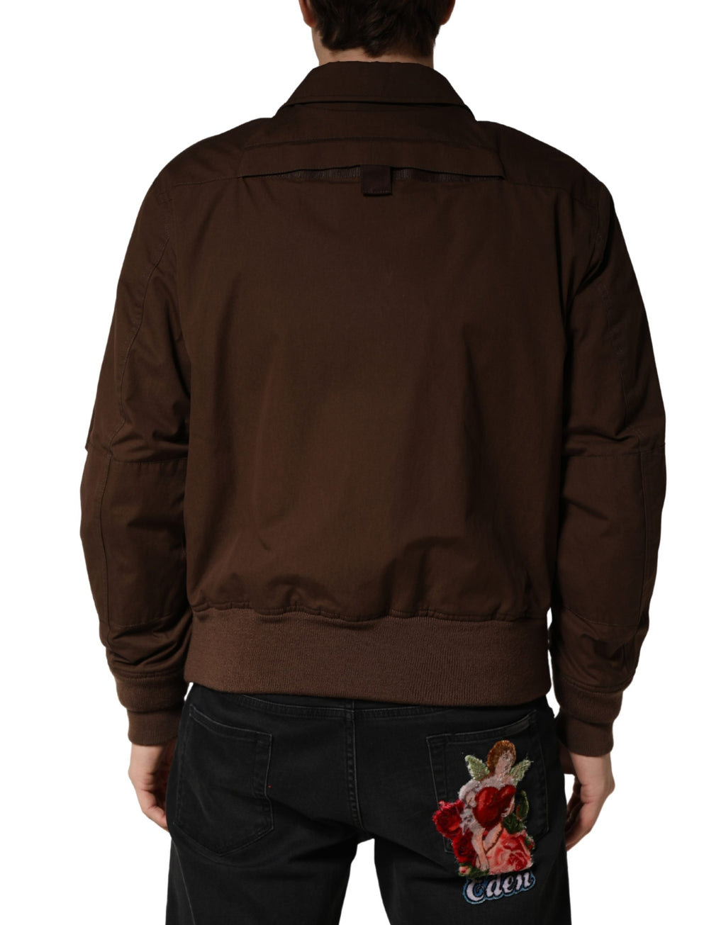 Dolce & Gabbana Brown Cotton Stretch Full Zip Bomber Jacket - Eljoys Fashion 
