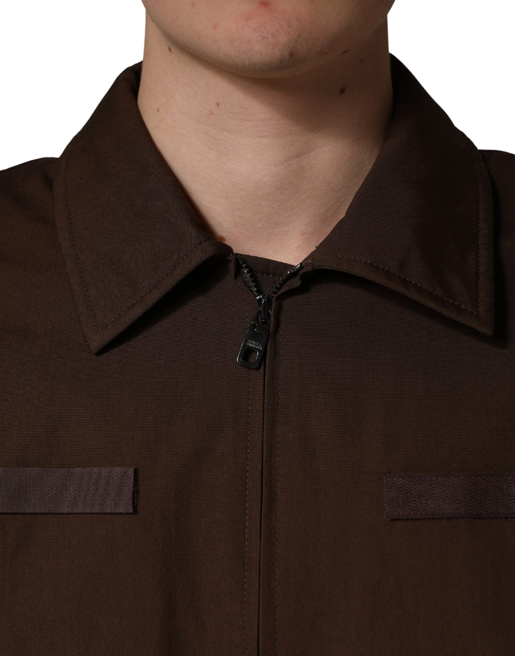 Dolce & Gabbana Brown Cotton Stretch Full Zip Bomber Jacket - Eljoys Fashion 