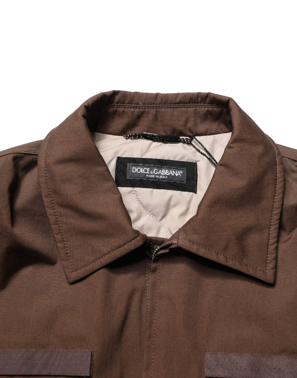 Dolce & Gabbana Brown Cotton Stretch Full Zip Bomber Jacket - Eljoys Fashion 