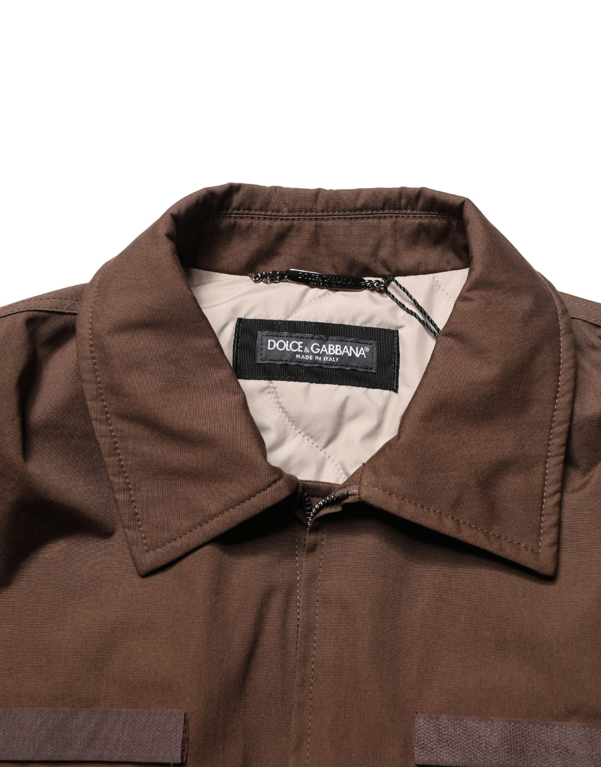 Dolce & Gabbana Brown Cotton Stretch Full Zip Bomber Jacket - Eljoys Fashion 