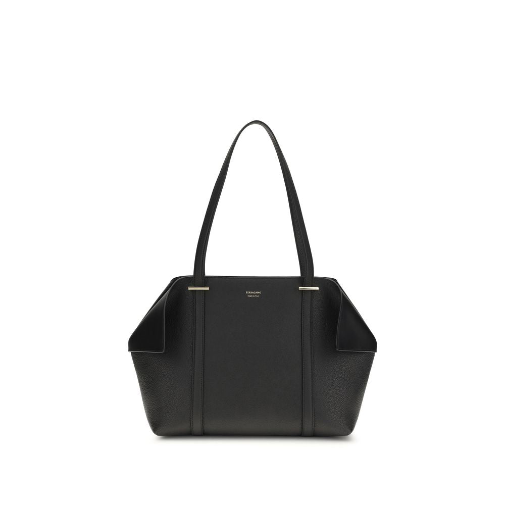 Ferragamo Black Calf Leather Bos Taurus Shoulder Bag Ferragamo