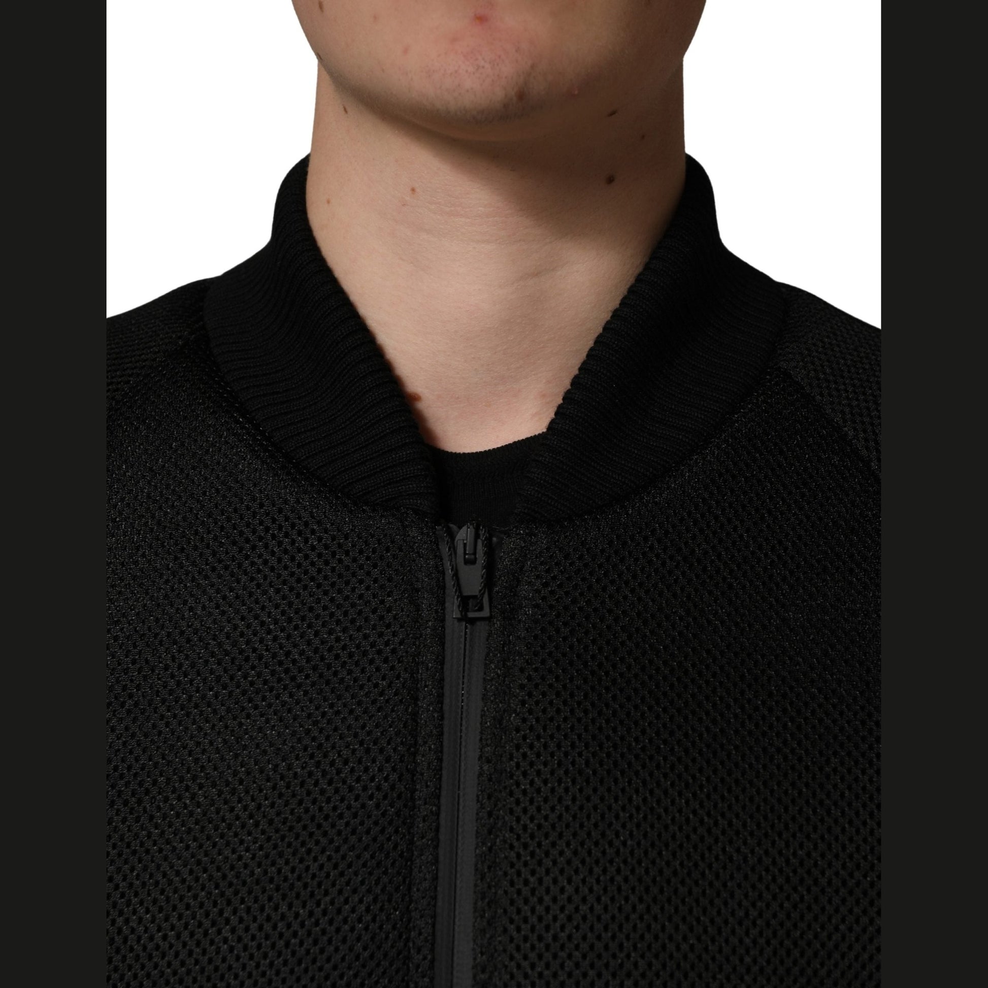 Dolce & Gabbana Men Black Nylon Full Zip Bomber Jacket