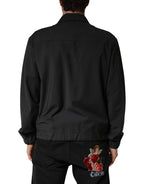 Dolce & Gabbana Black Wool Logo Full Zip Men Bomber Jacket - Eljoys Fashion 