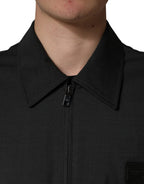 Dolce & Gabbana Black Wool Logo Full Zip Men Bomber Jacket - Eljoys Fashion 