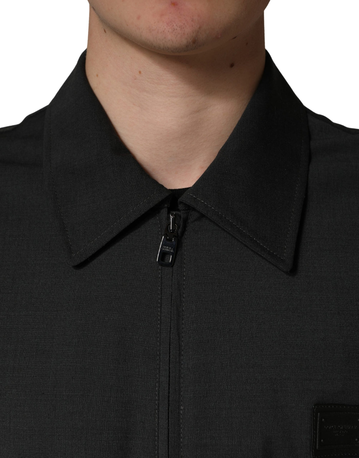 Dolce & Gabbana Black Wool Logo Full Zip Men Bomber Jacket - Eljoys Fashion 