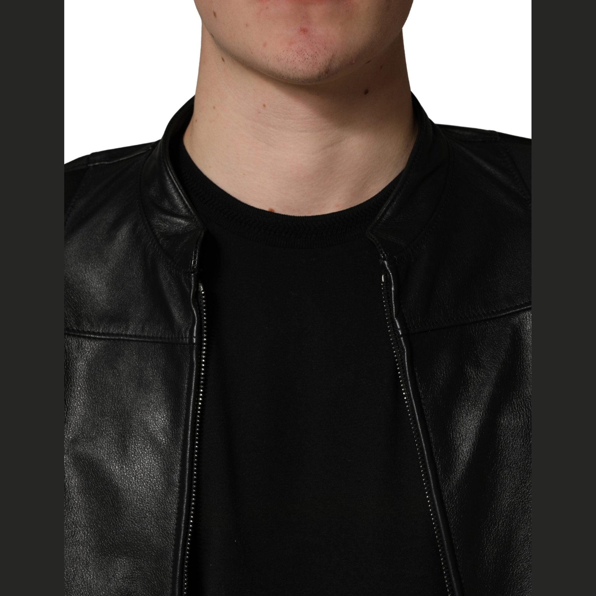 Dolce & Gabbana Black Nylon Full Zip Men Biker Coat Jacket