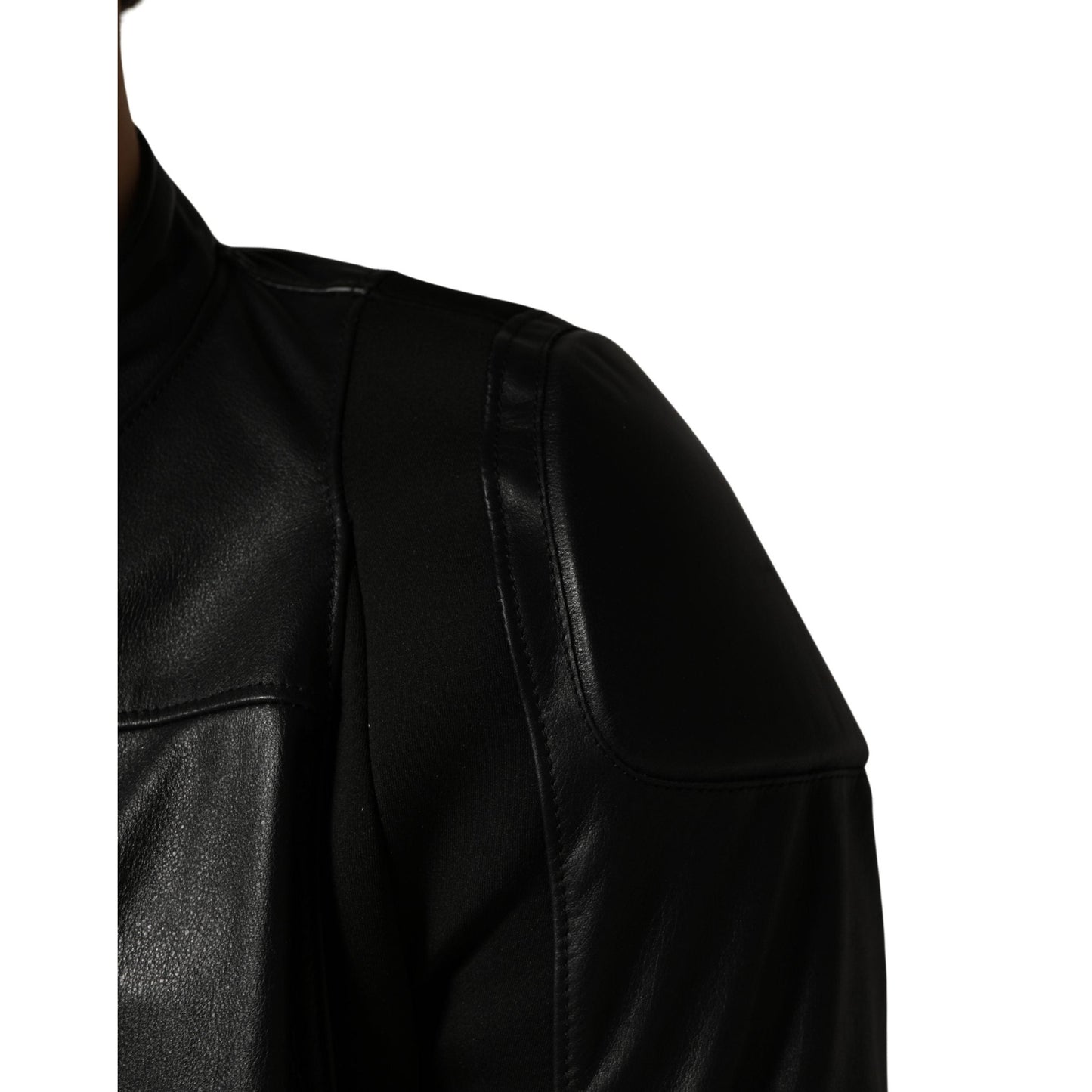 Dolce & Gabbana Black Nylon Full Zip Men Biker Coat Jacket