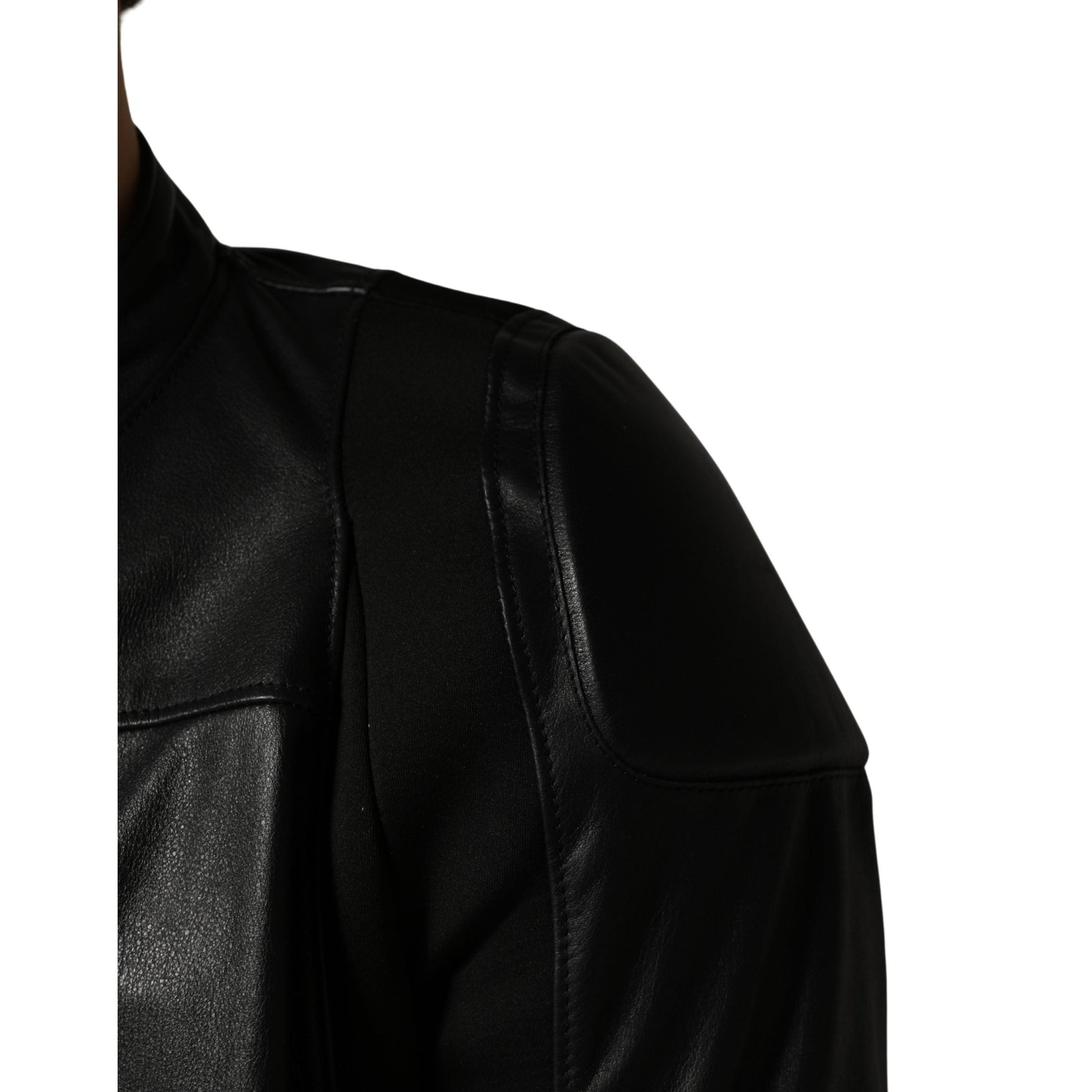 Dolce & Gabbana Black Nylon Full Zip Men Biker Coat Jacket
