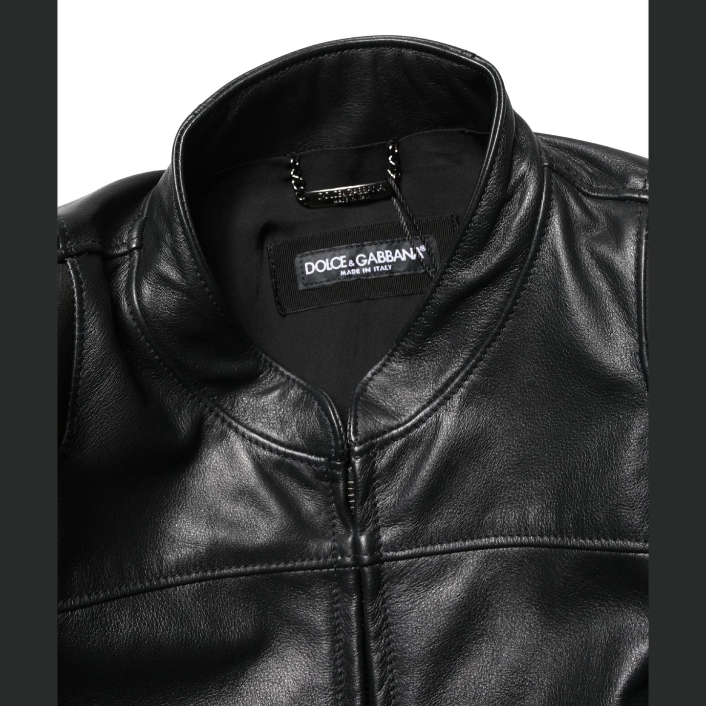 Dolce & Gabbana Black Nylon Full Zip Men Biker Coat Jacket