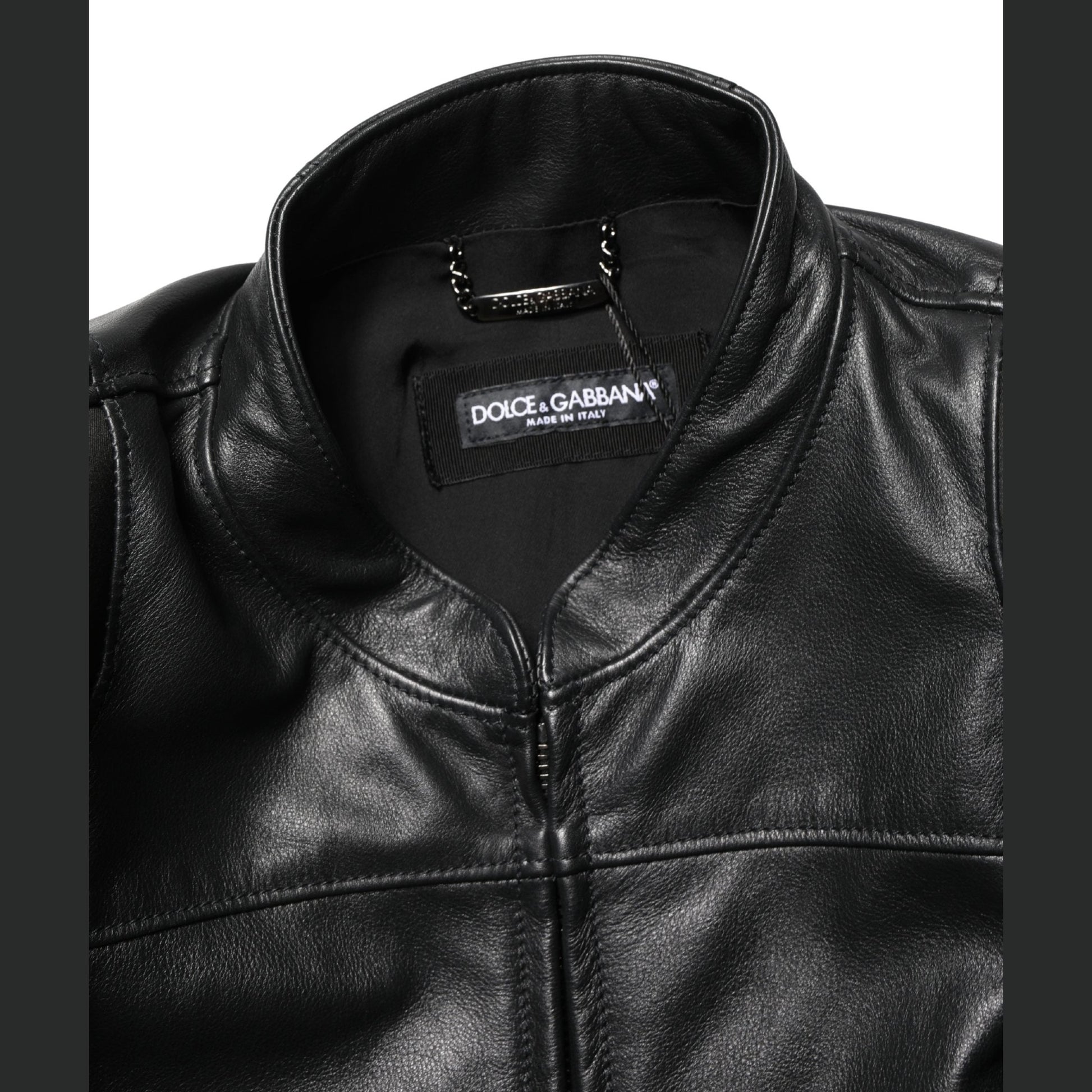 Dolce & Gabbana Black Nylon Full Zip Men Biker Coat Jacket