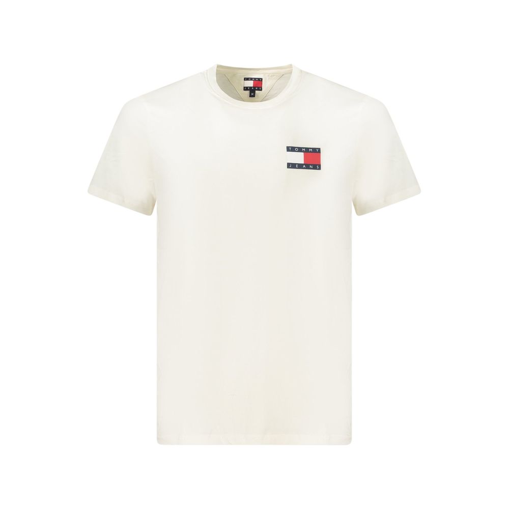 White cotton men's T-shirt by Tommy Hilfiger with a classic crew neck and logo detail visible on the front.