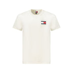 White cotton men's T-shirt by Tommy Hilfiger with a classic crew neck and logo detail visible on the front.