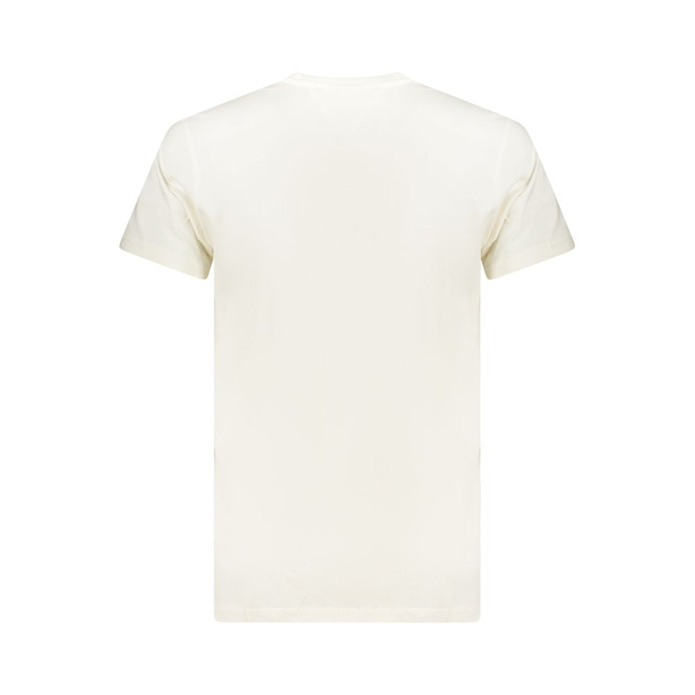 White cotton men's T-shirt by Tommy Hilfiger, featuring a classic fit and logo detail, shown on a plain background.