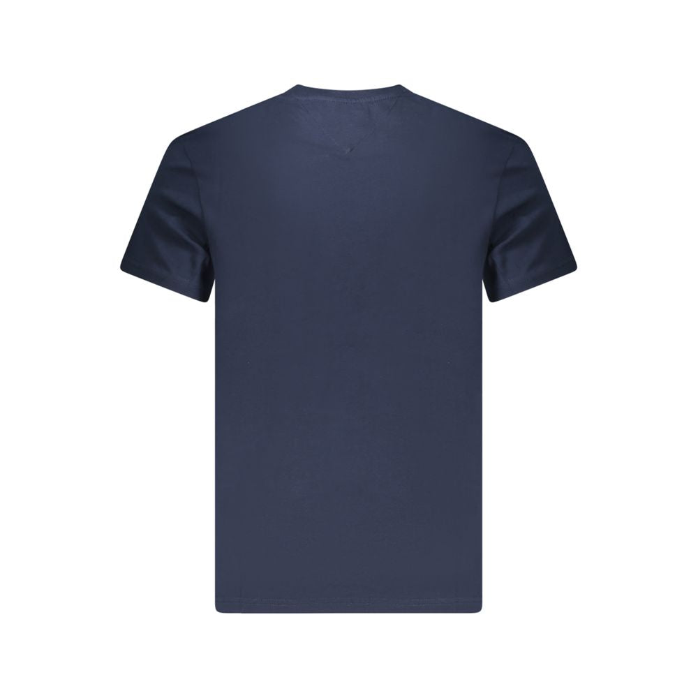 Blue cotton men's T-shirt by Tommy Hilfiger featuring a classic fit and brand logo on the chest.