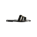Black leather Twinset women's sandals with open toe and ankle strap, stylish and comfortable for casual wear.