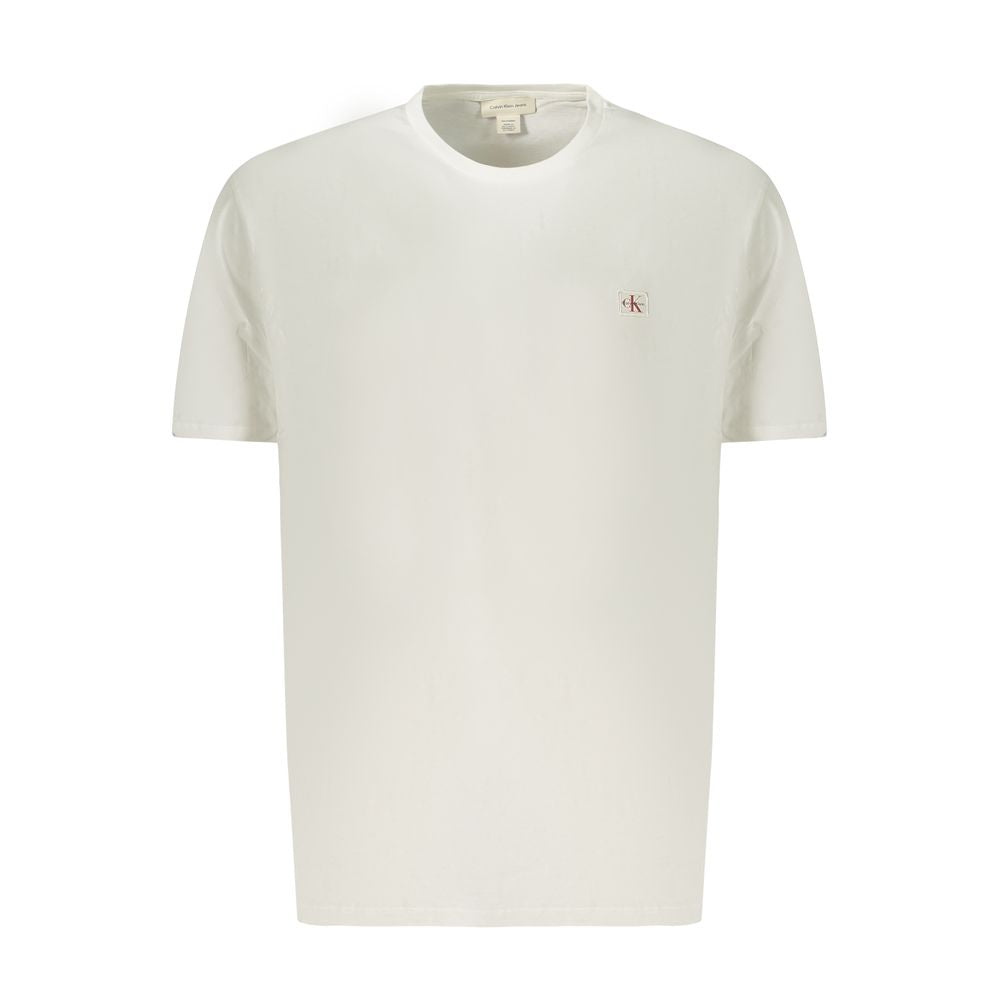 White cotton men's T-shirt by Calvin Klein, featuring a classic crew neck and minimalist design.