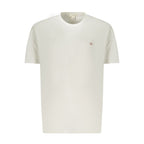 White cotton men's T-shirt by Calvin Klein, featuring a classic crew neck and minimalist design.