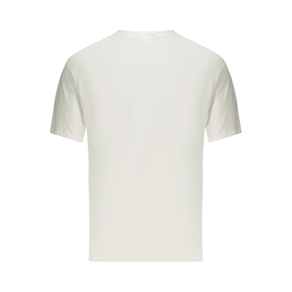 White cotton men's T-shirt by Calvin Klein, showcasing a classic fit with a crew neckline and subtle logo detail.