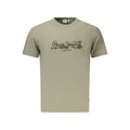 Pepe Jeans Verde cotton men's T-shirt displayed flat, showcasing soft fabric and classic crew neck design.