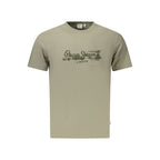 Pepe Jeans Verde cotton men's T-shirt displayed flat, showcasing soft fabric and classic crew neck design.