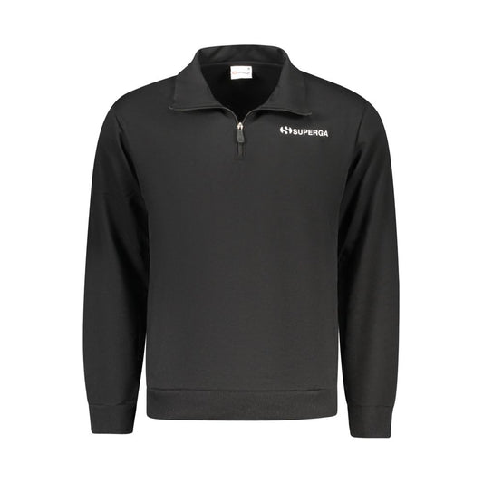 Superga "Black Cotton Men's Sweatshirt with Half Zip and Pockets" Superga