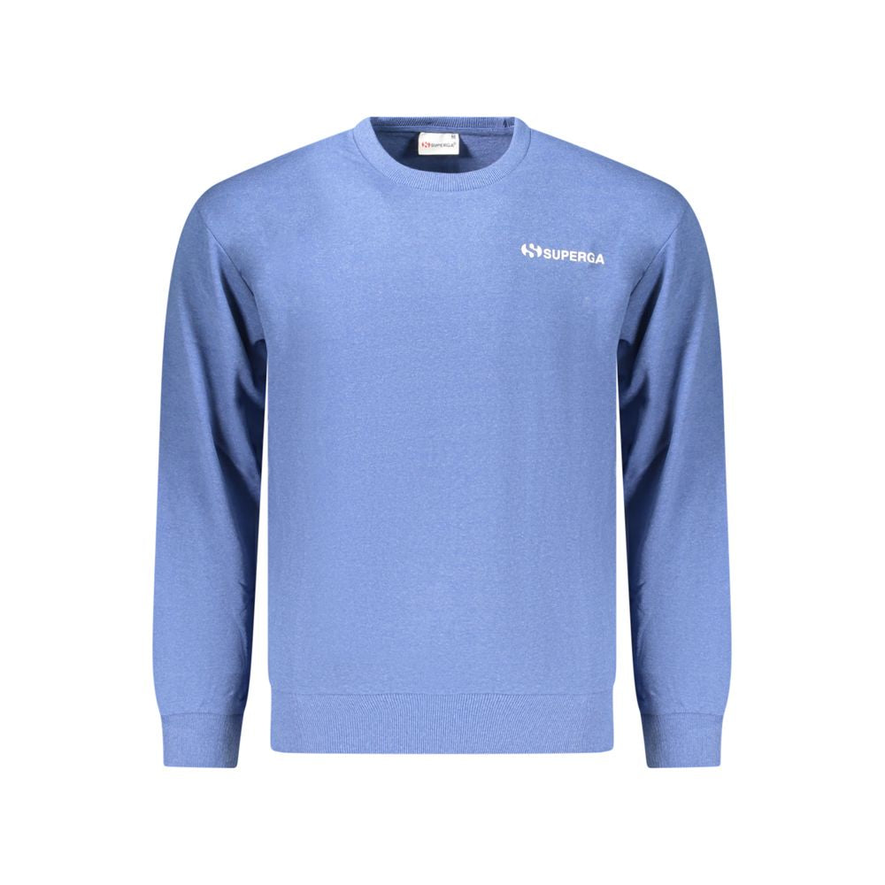 Superga Azzurro cotton men's sweatshirt with crew neck and long sleeves, featuring a casual, comfortable fit.