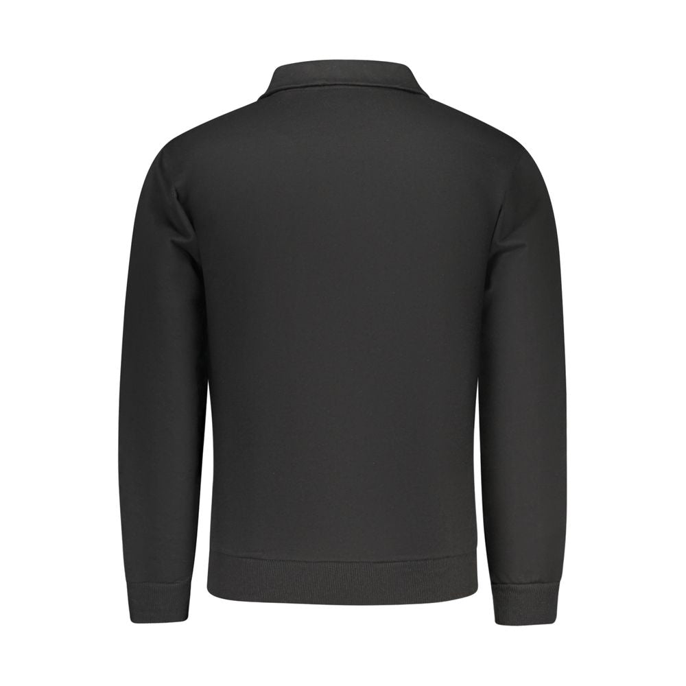 Black cotton men's sweatshirt by Superga with half zip and front pockets, casual and comfortable for everyday wear.