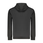 Black cotton men's hoodie by Superga, featuring a comfortable fit with a hood and long sleeves, casual streetwear style.