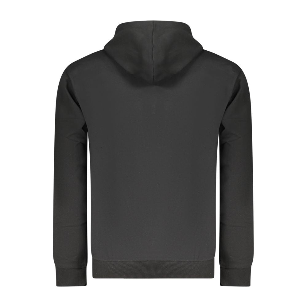 Black cotton men's hoodie by Superga, featuring a comfortable fit with a hood and long sleeves, casual streetwear style.