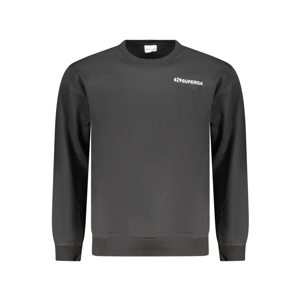 Superga black cotton men's sweatshirt with crewneck and long sleeves, casual style, front view.