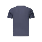 Pepe Jeans men's blue cotton T-shirt with round neckline and short sleeves, casual fit, displayed flat on a white background.