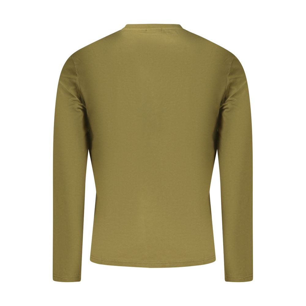 Men's Napapijri Verde cotton T-shirt with round neckline and short sleeves, displayed flat on a white background.